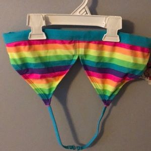 Rainbow striped bikini top